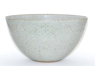 Lot 525 - David Lloyd Jones (1928-1994): A Stoneware Bowl, wax resist decoration, speckled blue oatmeal...