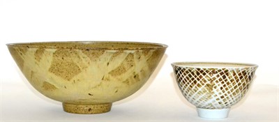 Lot 526 - David Lloyd Jones (1928-1994): A Stoneware Bowl, wax resist decoration, speckled glaze,...