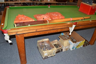 Lot 756 - Snooker/pool table with accessories