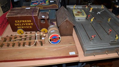 Lot 761 - Ice hockey game, wooden GWR delivery lorry and other toys