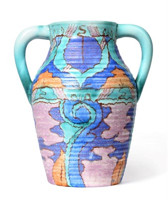 Lot 530 - A Clarice Cliff Bizarre Persian  "Inspiration " Pattern Twin-Handled Lotus Jug, painted in...