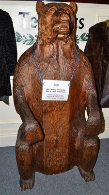 Lot 794 - 20th century carved oak bear of large proportions