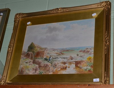 Lot 5 - Henry Bowser Wimbush, coastal landscape with mill, watercolour, framed
