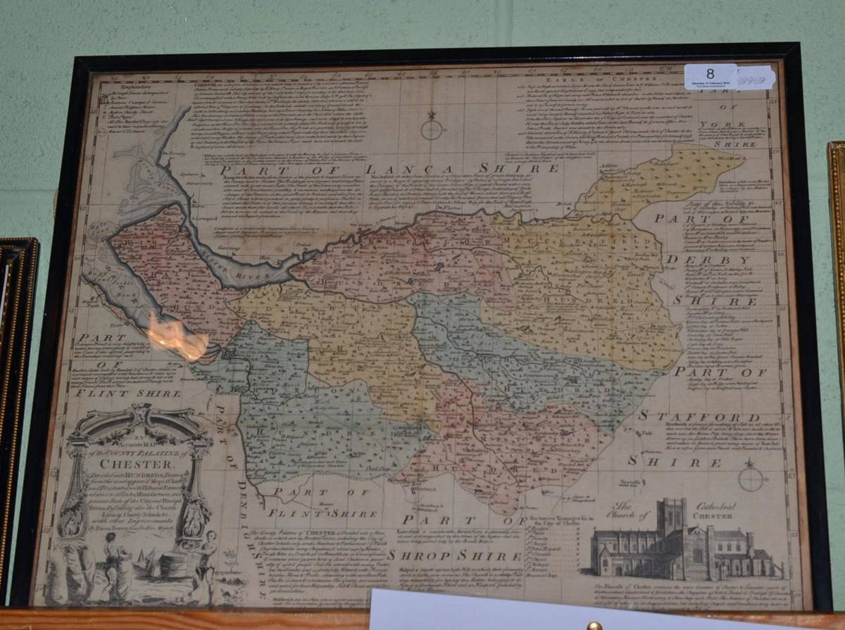 Lot 8 - Framed map of Chester