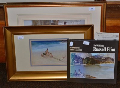 Lot 22 - Three framed Russell Flint prints and a book