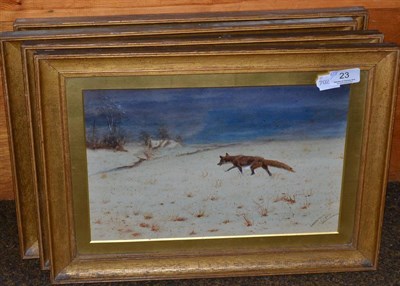 Lot 23 - Pair of gilt framed watercolours of hunting scenes, signed Thomas Vester Lloyd; and two others of a