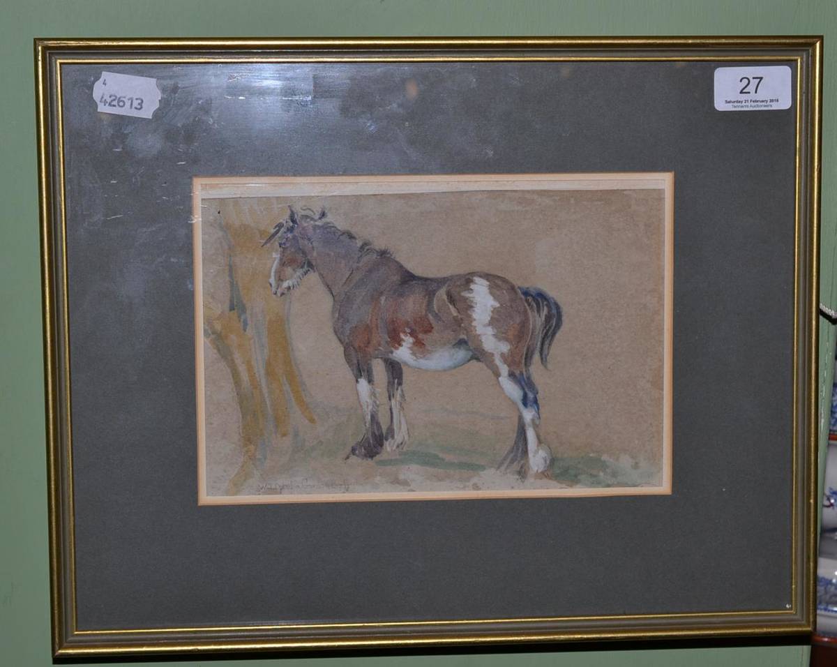 Lot 27 - W J Ophelia Bell, watercolour study of a horse