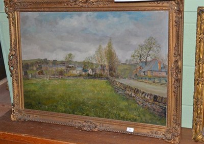 Lot 37 - John Falconer Slater (1857-1937) Village scene, signed, oil on board, 58cm by 89cm