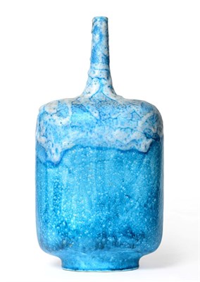 Lot 536 - Guido Gambone (1909-1969): A Bottle Vase, the raised thick lava glaze in turquoise and white,...