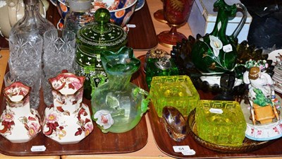 Lot 64 - Two trays of assorted decorative glassware including a silver mounted decanter and stopper,...
