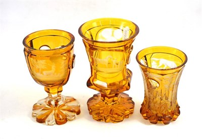 Lot 69 - Three pieces of Bohemian amber flash glass