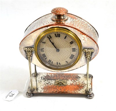 Lot 70 - A silver plated mantel timepiece, movement stamped Buren