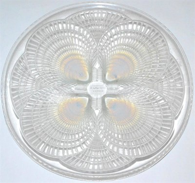 Lot 542 - René Lalique (1860-1945):  "Coquilles " An Opalescent and Clear Glass Plate, No.3011, the...