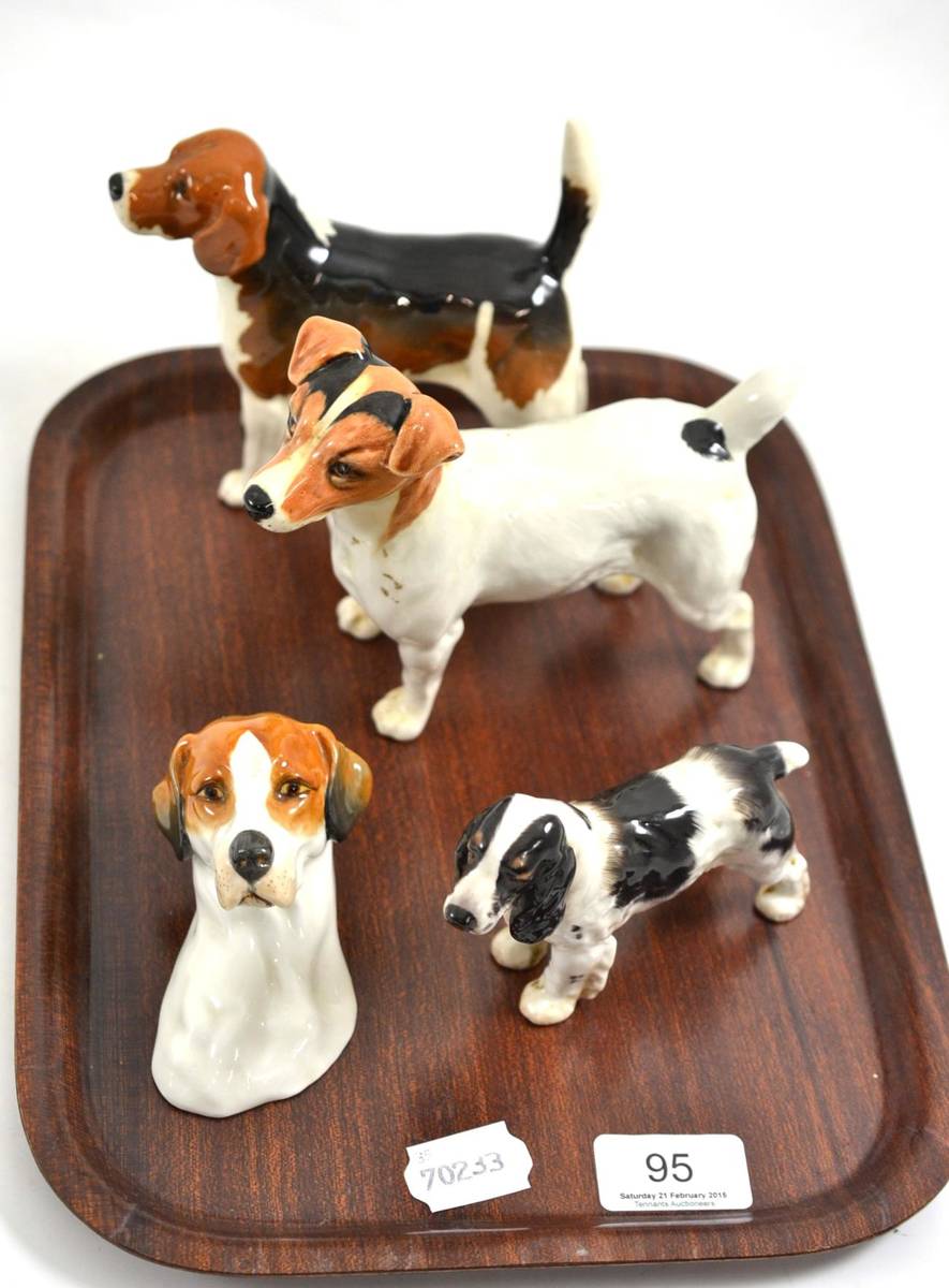 Lot 95 - Beswick beagle and jack russell, Royal Worcester wall mounted hounds head and Royal Doulton spaniel