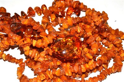 Lot 123 - Two amber necklaces and a pendant
