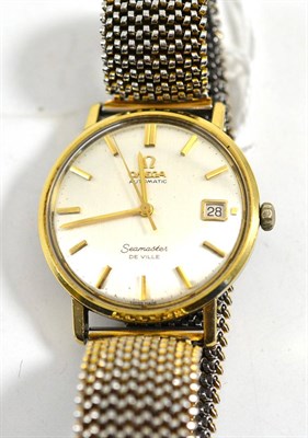 Lot 138 - A gold plated and steel automatic wristwatch, signed Omega Seamaster