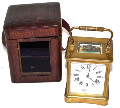 Lot 149 - Brass cased carriage clock by Mappin & Webb, in travelling case