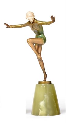 Lot 549 - Josef Lorenzl (1892-1950): An Ivory and Cold-Painted Bronze Figure, circa 1925, modelled as a...