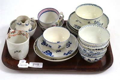 Lot 215 - Assorted 18th century and later blue and white tea bowls and saucers with floral decoration, others