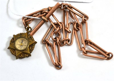 Lot 261 - A 9ct gold fob chain and gilt compass