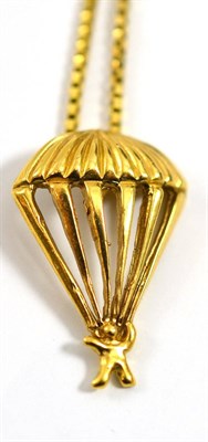 Lot 263 - A parachute pendant on a box link chain