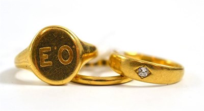 Lot 268 - Three 18ct gold rings, one stamped '18CT'