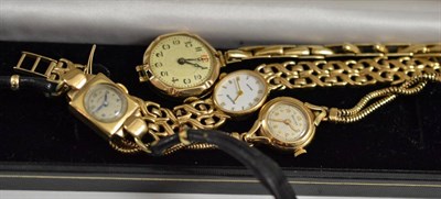 Lot 280 - Four lady's 9ct gold wristwatches stamped '375'