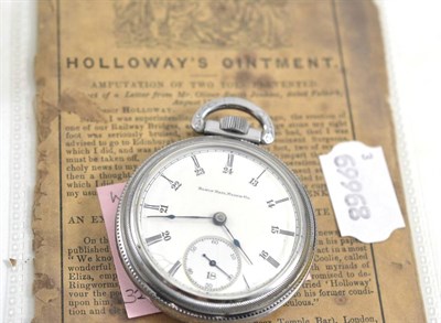 Lot 282 - A nickel cased pocket watch signed Elgin and a railway timetable booklet dated 1850