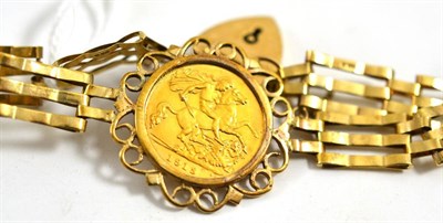 Lot 291 - A half sovereign on 9ct gold chain