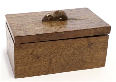 Lot 566 - A Robert  "Mouseman " Thompson Oak Trinket Box and Cover, of rectangular form, the cover with...