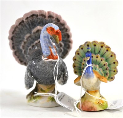 Lot 306 - Meissen figure of a turkey and another smaller