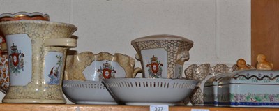 Lot 327 - Assorted modern Chinese armorial pottery including planters, bowls etc