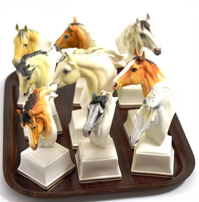 Lot 347 - Nine Royal Worcester bone china horse head portraits