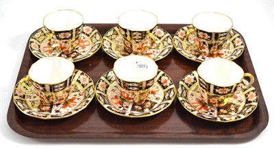 Lot 350 - Set of six Royal Crown Derby Old Imari teacups and saucers, pattern 2451