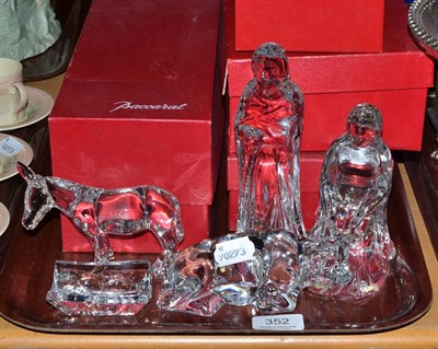 Lot 352 - Five Baccarat glass nativity figures, boxed