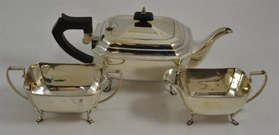 Lot 360 - A matched three piece silver tea service, Birmingham 1936