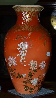 Lot 372 - A late Satsuma vase decorated with finches