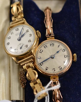 Lot 389 - A 9ct gold wristwatch and another