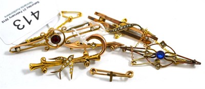 Lot 413 - Six bar brooches