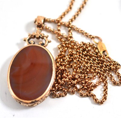 Lot 421 - A 9ct rose gold stone set pendant on chain