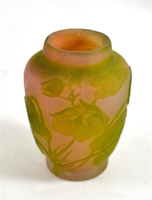 Lot 453 - A floral decorated small Galle glass vase