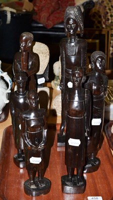 Lot 458 - Six African ebony carved figures