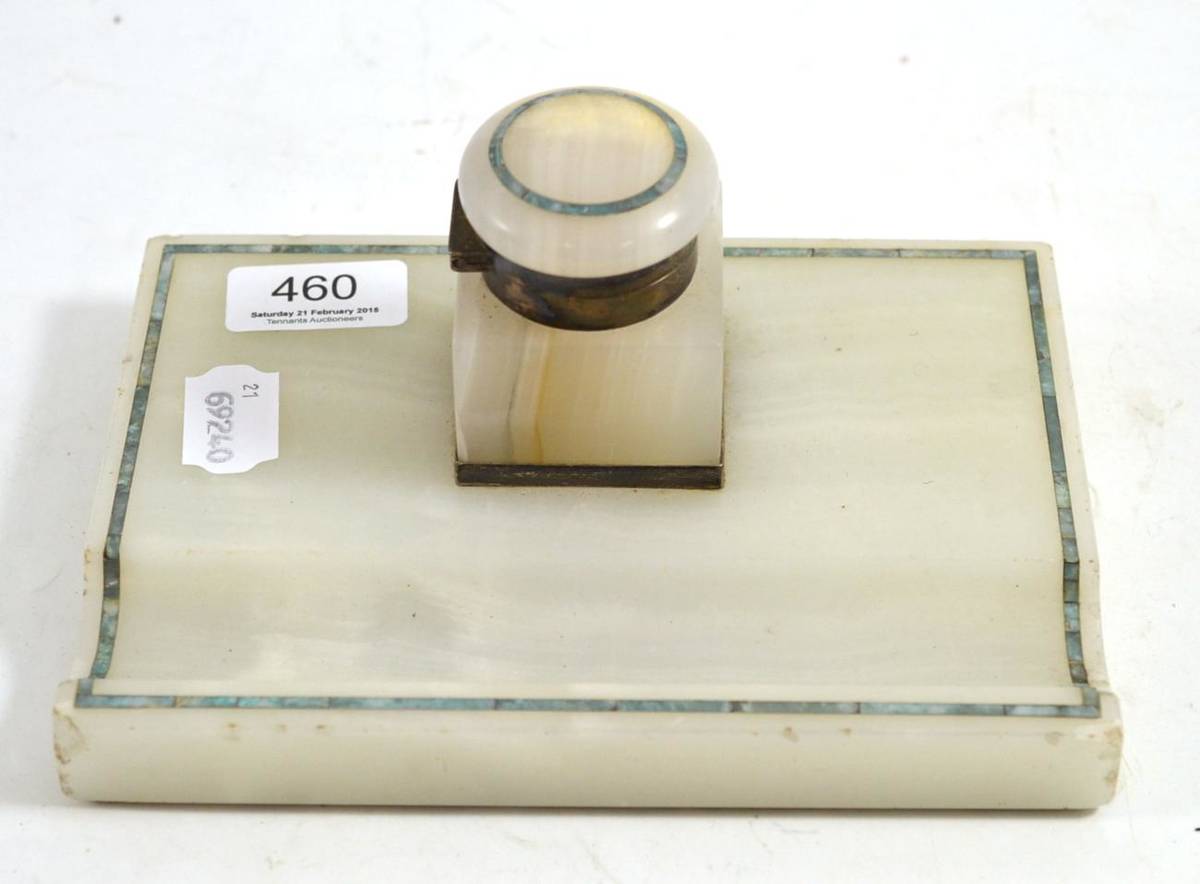 Stone Inkstand Lot 460 - A marble inkstand with silver mount