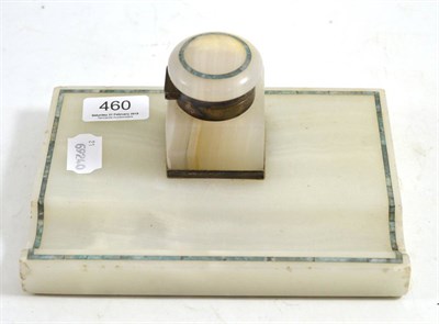 Lot 460 - A marble inkstand with silver mount