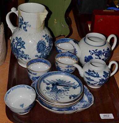 Lot 462 - An 18th century Worcester blue and white decorated jug (a.f.), Worcester teapot and another...