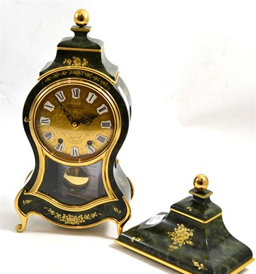 Lot 463 - A modern Neuchatel striking mantel clock, dial stamped Bucherer, Trianon, green and gilt...