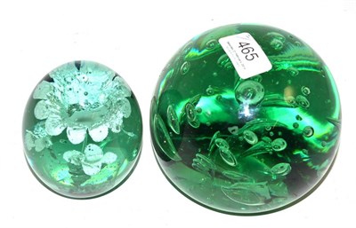 Lot 465 - Two green glass dumps