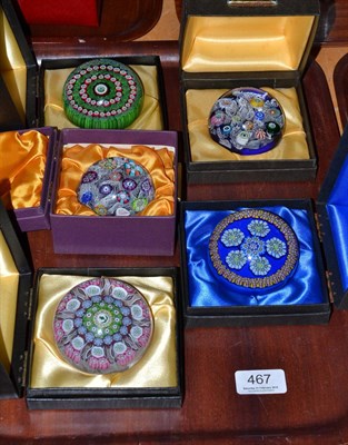 Lot 467 - Five Perthshire paperweights (boxed)