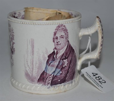 Lot 482 - George IV and Queen Adelaide pearlware commemorative mug