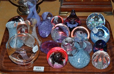 Lot 491 - Collection of Caithness paperweights and others, together with vases